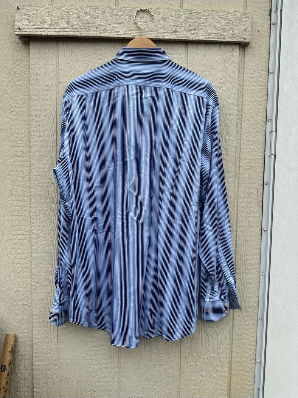 Thomas Dean Men’s XL Blue White Striped Dress Shirt 100% Pima Cotton - Picture 6 of 11